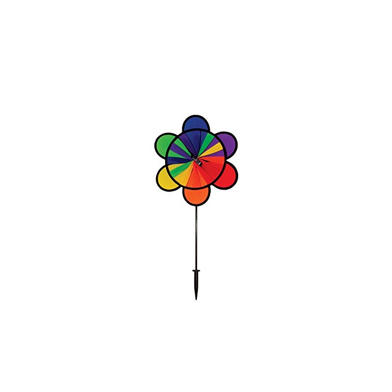 In the Breeze Rainbow Double Flower/Wheel Combo Spinner, 12"