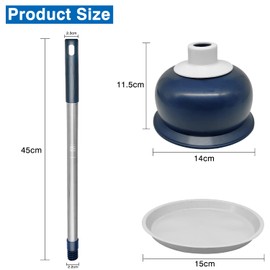 Yur1help Toilet Plunger Unblocker, Heavy Duty Drain Plunger, Rubber Sink Plungers for Unblocking with Holder for Toilets/Bathroom/Bathtub/Kitchen Sink/Shower Drain (Navy Blue)