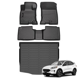 Jenofa-Car Floor Mats & Cargo Liner for 2020-2024 Ford Escape Hybrid All Weather Floor Mats Set Custom for Escape Hybrid Full Set Waterproof Durable Floor Liners for Escape Hybrid Accessories Black