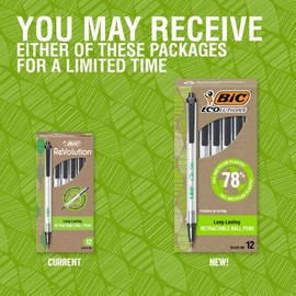 BIC Ecolutions Clic Stic Retractable Ballpoint Pens 48 Count Black Ink Bulk Pack