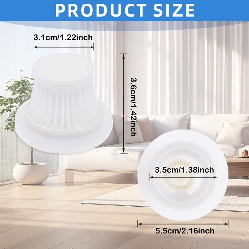 6-Pack LT-117C HEPA Filter Replacement: for KMM Handheld Car Vacuum