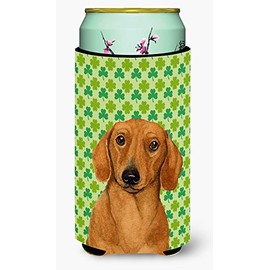 Caroline's Treasures LH9177TBC Dachshund St. Patrick's Day Shamrock Portrait Tall Boy Hugger Can Cooler Sleeve Hugger Machine Washable Drink Sleeve Hugger Collapsible Insulator Beverage Insulated Hold