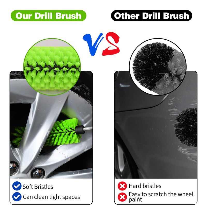 Drill Brush for Car Wheel and Bottle, Highly Dense and
