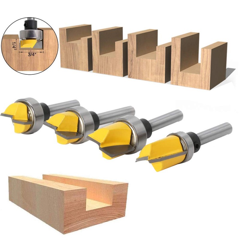 Gasea 4pcs 1/4" Shank Flush Trim Hinge Mortise Template Cleaning