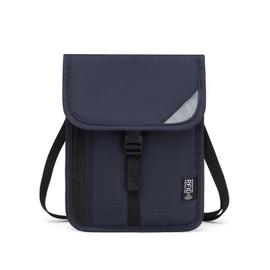 AYNKH Chest Pouch Waist Bag RFID Protection,Anti-Magnetic ID Badge Holder,Waterproof,Security Bag with Adjustable Neck Strap for Cash,Cards,Passports,Business,Travel,School (2 Compartments Navy Blue)