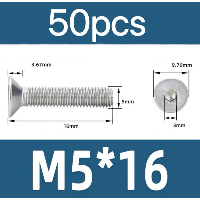 LIANRISES M5 Countersunk Screws 5 mm x 16 mm Threaded