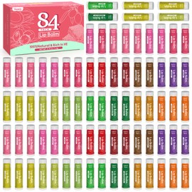 Yopela 84 Pack Lip Balm Bulk Variety Set,14 Flavors Hydrating & Natural Lip Balms, Moisturizing Dry Cracked Lips, Chap Stick Gift Set for Women, Men, Kids