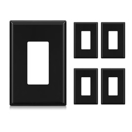 ELEGRP Large Size Outlet Covers Wall Plates, 1-Gang Decorative Electric Outlet Covers, Unbreakable Polycarbonate Faceplates for Decorator Device, UL Listed, Screws Included (5 Pack, Glossy Black)