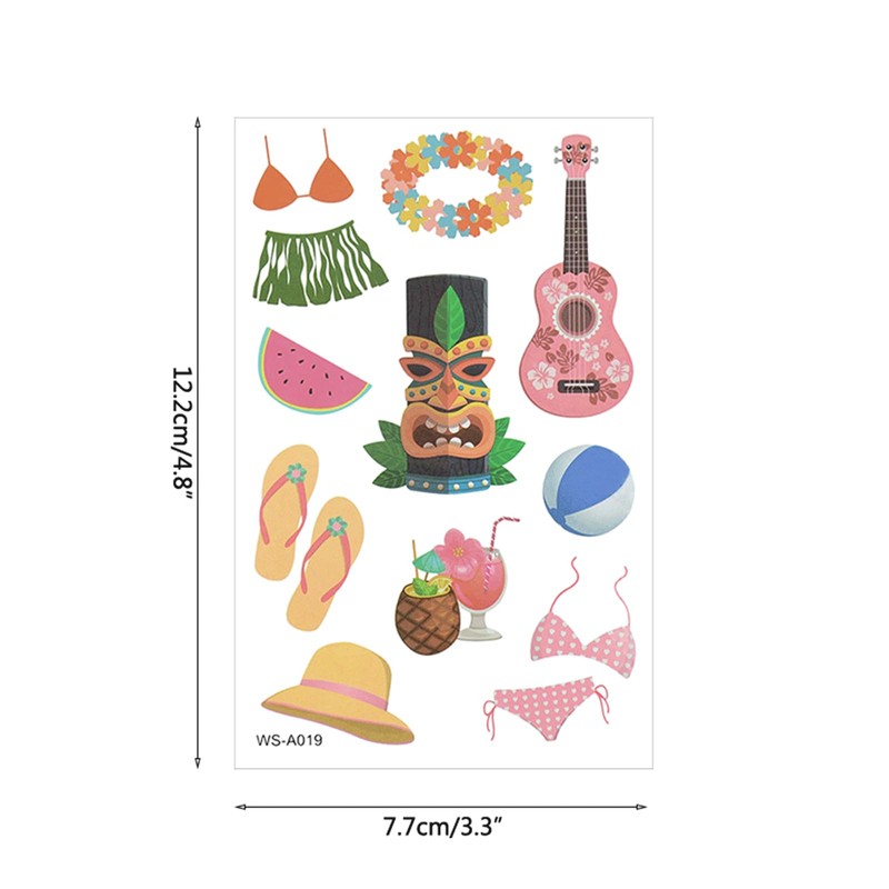Hawaiian Temporary Tattoo Sticker Set (10-Pack) - Exotic Designs for