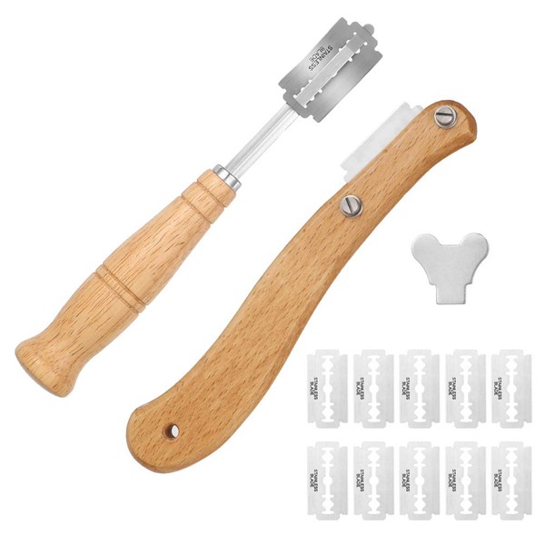 umorismo 2 Pieces Bread Lame Slashing Tool Set with 10 Pieces Replaceable Blades, Stainless Steel Bread Slasher for Bread Bakers/Kitchen Baking