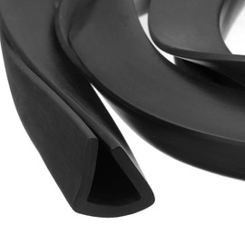 sourcing map 2Pcs U Channel Edge Trim, 8.2ft Length Rubber Guard Seal Strip Edge Protector Flat Type Fit for 11.5-12mm Edge, (5/8" W x 35/64" H) Black
