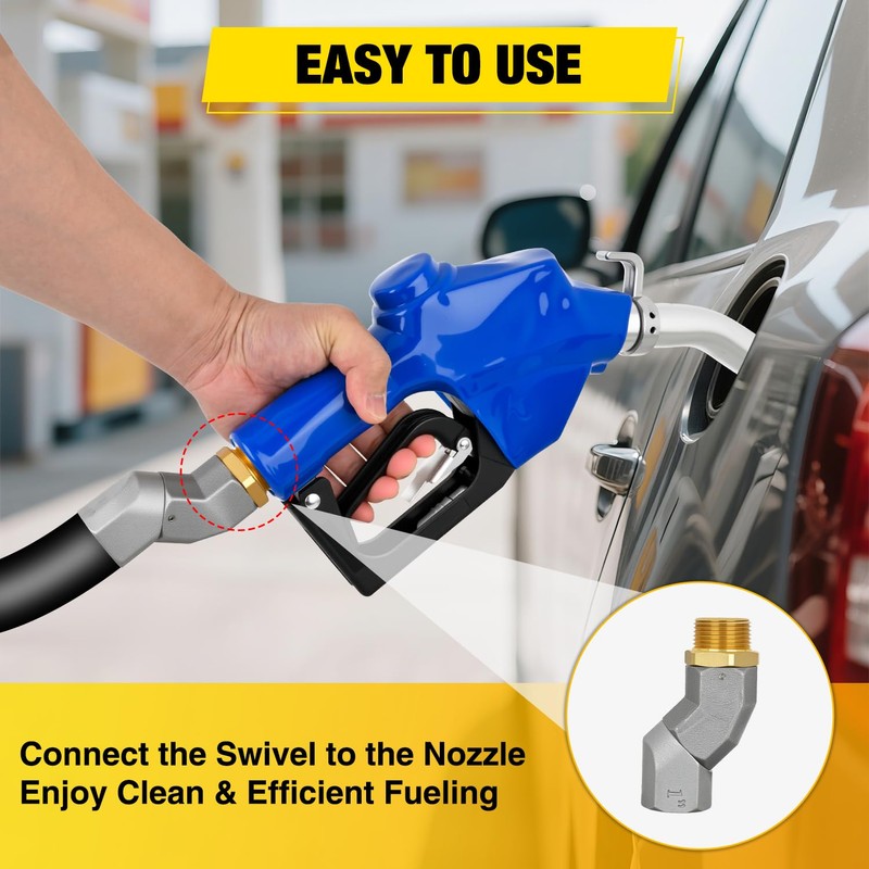 Nilight 1" NPT Fuel Nozzle with Fuel Hose Swivel, High
