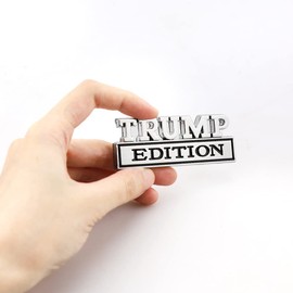 CARRUN, 2 Pcs Trump Edition Emblem Car Metal Badge 3D Decal Sticker Fit for F150 F250 F350 Silverdo 1500 2500 Sierra GMC Chevy Car Truck SUV (Silver Black), CR2TP