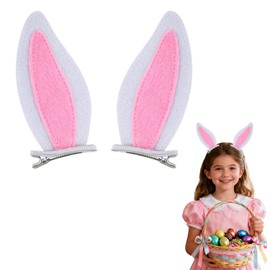 Bunny Ear Hair Clips Easter Cute Rabbit Hair Barrettes Alligator Clips for Women Girls Halloween Costume Accessories Cosplay Party Supplies, 2 Pcs