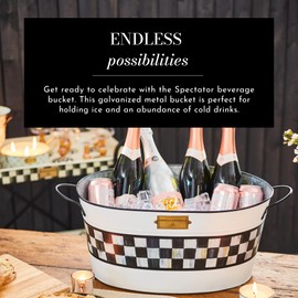 MACKENZIE-CHILDS Galvanized Beverage Bucket, Decorative Outdoor Galvanized Tub for Drinks (Spectator)