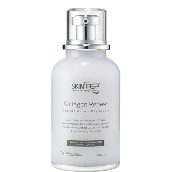 SkinPep Collagen Renew Peptide Repair Day Cream 50 ml - Skin Moisturiser + Retinol + Hyaluronic Acid Serum + Vitamin C + Peptides - SkinPep Best Choice for High-Quality Repair Cream