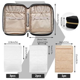 Jewelry Storage Bag, Portable Jewelry Storage Bag, Leather Waterproof Travel Necklace Storage Bag, Earrings, Rings, Bracelets, Women Carry Small Storage Bag (Black)