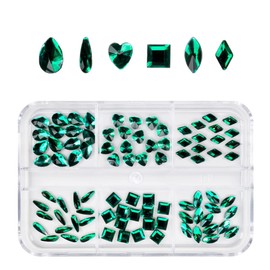 90Pcs Green Nail Rhinestones 6 Shapes Emerald Green Cute Nail Gems Flatback Heart Rhinestones K9 Glass Stones Nail Art Diamonds Crystals jewels Nail Charms for Arylic Nails Face Eyes Makeup DIY Crafts