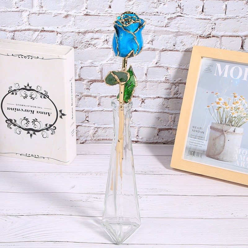 24K Gold Plating Rose Flower with Base Gift for Valentines