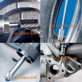 Carbide Burr Set 8pcs 1/4 Inch Shank Diameter Double Cut Grinding Polishing Carving Tool Drill Bits for Die Grinder