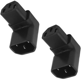 MejaRizon IEC Plug C14 to C13 Female 3 Pin 250 V 10 A Angled C13 to C14 Plug for PDU, UPS, Computer and HDTV Pack of 2