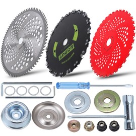 9" x 36 Teeth Carbide Tipped Blades 9" x 20T Chainsaw Tooth Cutter,10" x 80T Carbide Tip Brush Blades with Universal Adapter Kit,Premium Stainless Steel Trimmer Head Compatible with Cutter, Trimmer