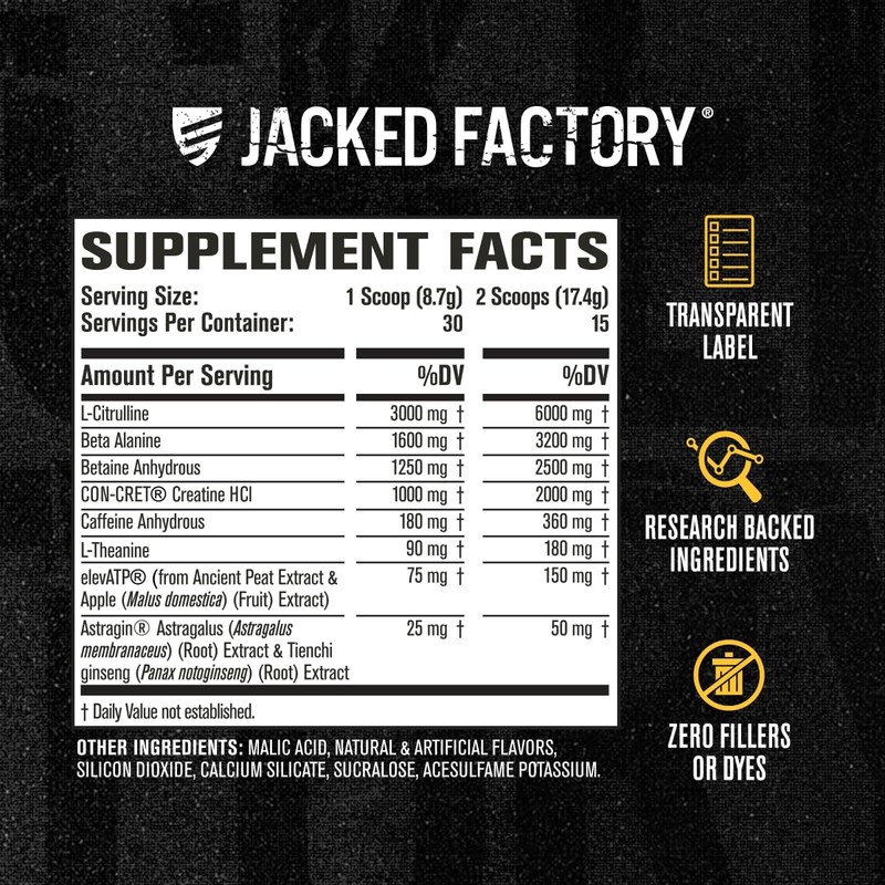 Jacked Factory Nitrosurge Build Pre Workout with Creatine for Muscle