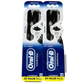 Oral-B 2 Packs Of 2 Oral B Charcoal Infused Bristles Medium Toothbrushes Black