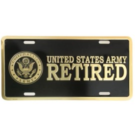 ARMY RETIRED  MILITARY CAR LICENSE PLATE MADE IN USA