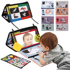 XIAOYANGKEJI Juguetes Sensoriales, Juguetes de Espejo Tiempo de Barriga para Niños con Libro de Tela para Niños, Actividad Esencial Espejo Seguro para Piso, Cama Coche