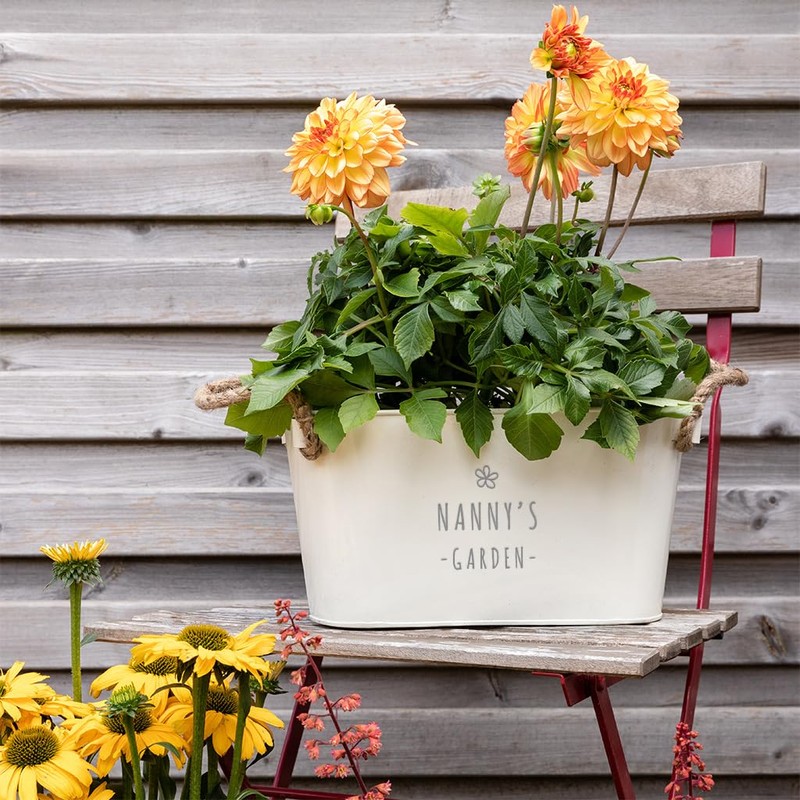 Dust and Things Engraved Flower Pot 'Nanny's Garden' - Unique