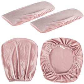 Tallew 4 Pcs Office Chair Covers Set Computer Universal Protective Stretchable Chair Seat Covers Desk Armrest Slipcovers Pads Office Cushion Backrest for Rotating(Light Pink)