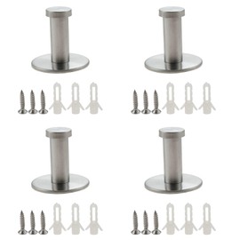 Mgoodoo Stainless Steel Wall Hanging Hook, Hanger, Storage, Includes Screws, Hat Hanger, Coat Hanger, Set of 4 (Silver)