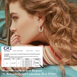 PABBEU S925 Sterling Silver Hoop Earrings for Women Cubic Zirconia Hypoallergenic Lightweight Dainty Geometry Large Silver Hoop Earrings for Women 30mm