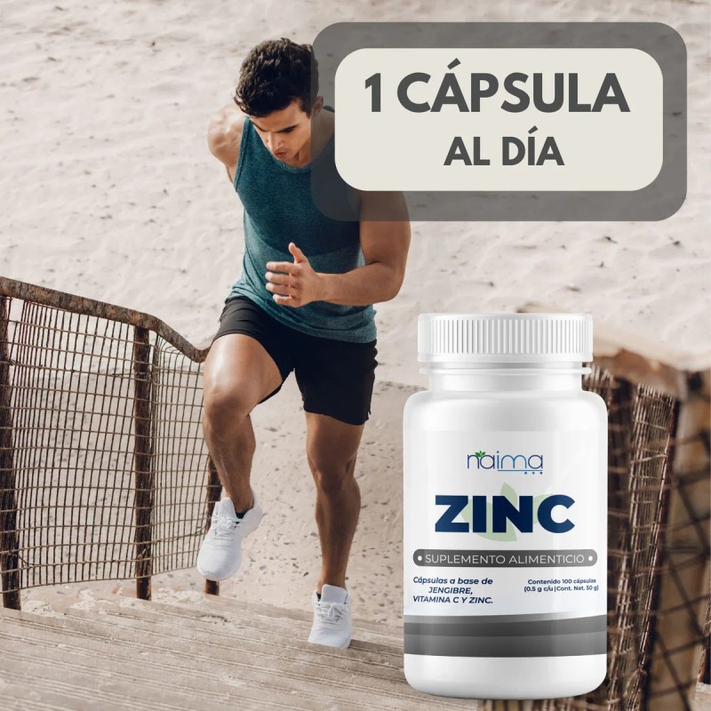 Zinc Con Vitamina C Y Jengibre 500mg - 100 Cáps