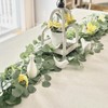 CQURE 66Pcs Eucalyptus Garland,Artificial Eucalyptus Leaves Table Greenery Garland Wreath