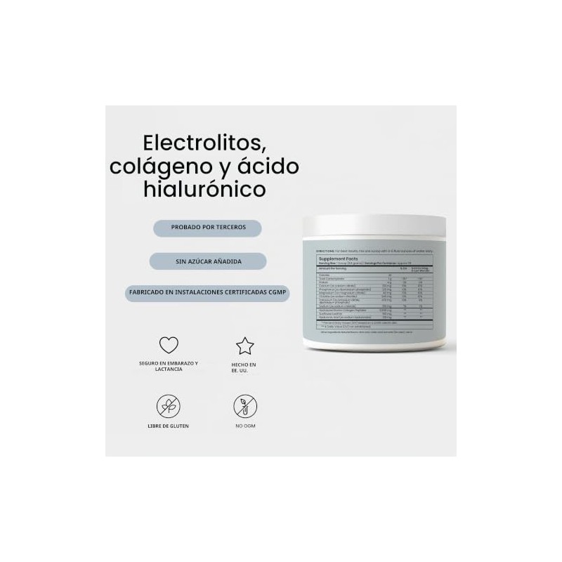 Perelel Polvo Hidratante, Suplemento de Electrolitos con Col?geno y ?cido