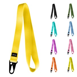 FFIVE Umhängeband aus echtem Nylon, zum Aufhängen von Schlüsseln, Handy, Ausweis, Geldbörse, verstärkt, gelb, One size