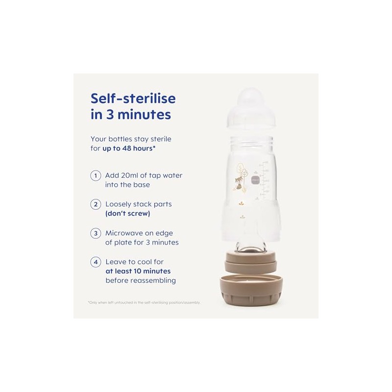 MAM Anti-Colic Bottle and Dummy Set, 17 Pieces, Lilac (Designs