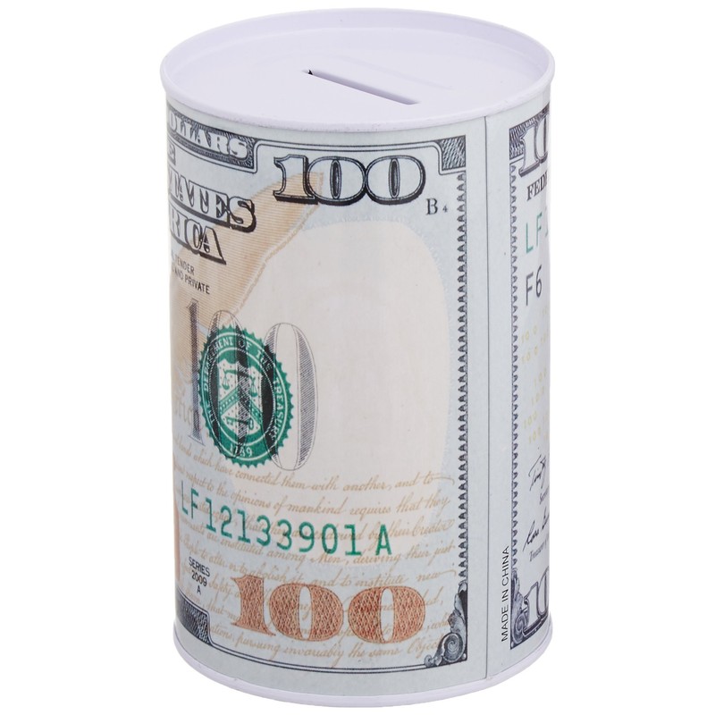 Home Bay Metal Money Piggy Bank with 100 Dollar Bill