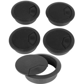 Ksrnsne 5 Pcs 60mm Desk Grommets Round Plastic Cable Hole Covers for Office Computer Desk Wires Management Black