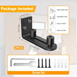 Floor Guide Sliding Door, Sliding Door Guide, Adjustable Floor Roller Guide Made of Carbon Steel, Sliding Door Fitting with Tool for Sliding Door System, Sliding Door, Rail, Barn Door (2 Pieces)