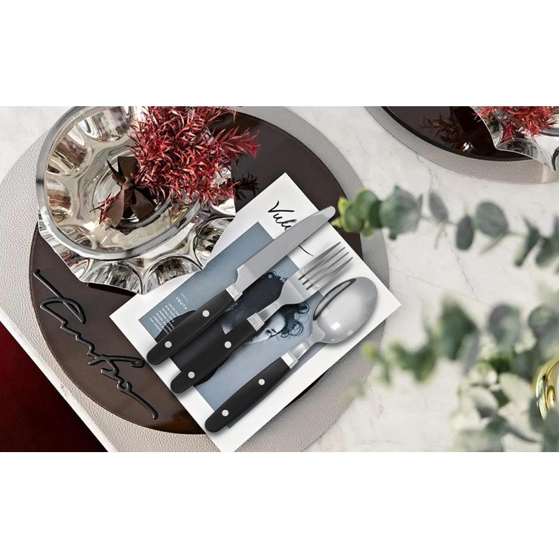 Bon Henley 16-Piece Stainless Steel Cutlery Set - Black