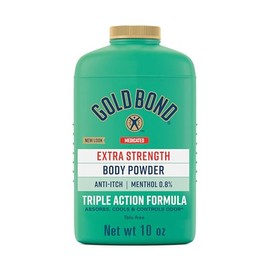 Gold Bond- Talco corporal de máxima potencia, sin talco, medicado, 10 oz, para aliviar la picazón con efecto refrescante y absorbente                 