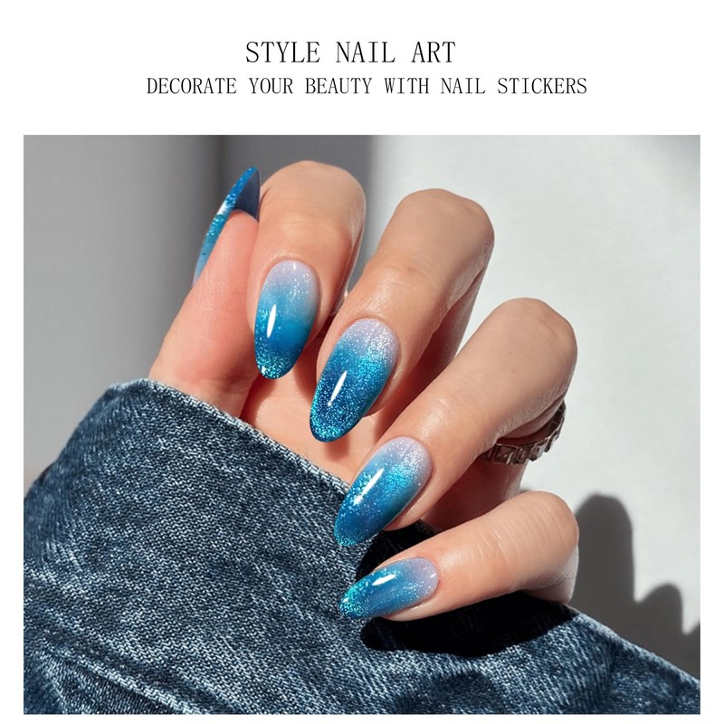 JMEOWIO Cat Eye Semi Cured Gel Strips Wraps Nail Art