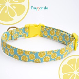 Faygarsle Cute Dog Collar for Girls Boy Dogs Soft Fancy Pet Collar with Lemon Design Ideal Yellow Green Summer Dog Collar for Small Medium Large Dogs M