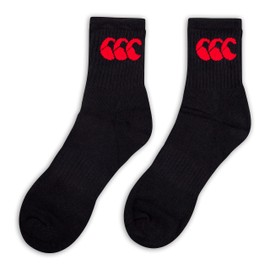 Canterbury Unisex Crew 3 Pack Socks, Black/Red, S