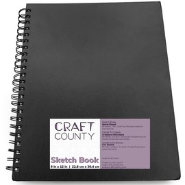 Craft County Hardcover Sketch Books – 9 Inch x 12 Inch 80 Sheet Notebooks for Artists and Designers – Spiral-Bound