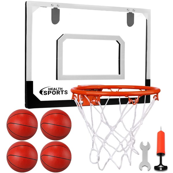 AOKESI Indoor Mini Basketball Hoop Set for Kids - 17" x 12.5" Door Hoops Room&Wall Mounted with Complete Accessories Game Toys Balls Gifts Boys Teens