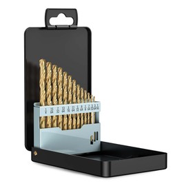 Lichamp 13-Piece HSS Drill Bit Set, Titanium Coating High-Speed Steel Drill Bits from 1/16" to 1/4" for Metal, Steel, Cast Iron, Wood, and Plastic - Comes with Indexed Steel Case